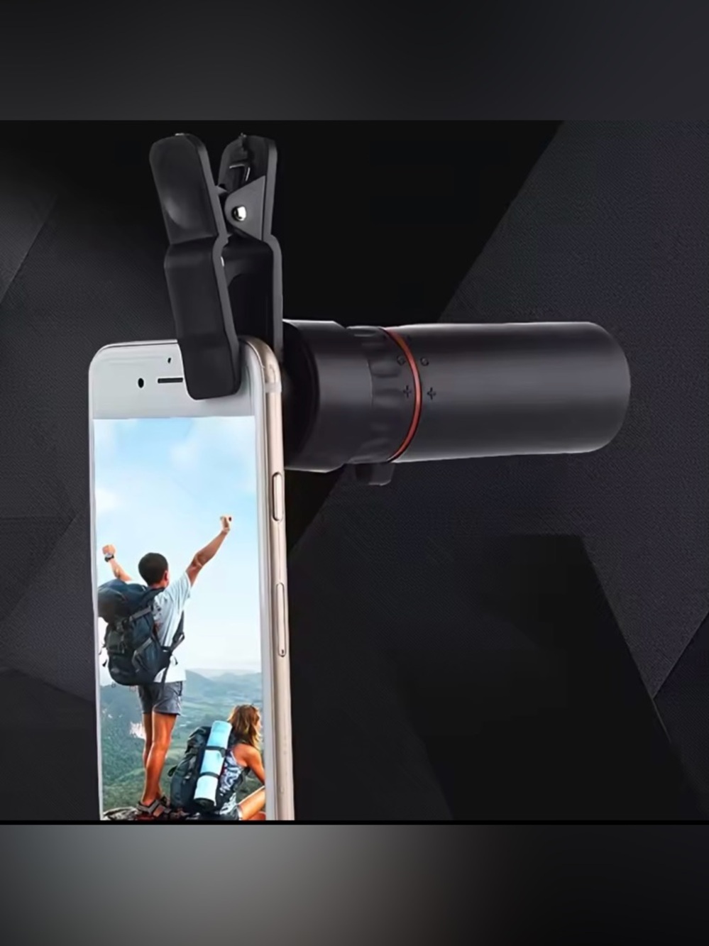 Compact Black Monocular with Red Accent - Picture 3 of 8